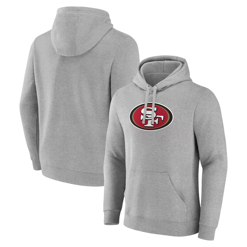 CAdoa SF.49ers Gray LOGO Pullover Hoodies Home Game Blank Player Stitched Jerseys
