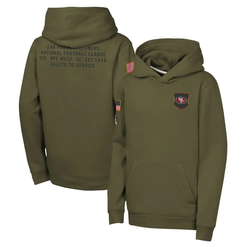 CAdoa SF.49ers Olive Salute to Service Pullover Hoodies Limited Blank Player Stitched Jerseys