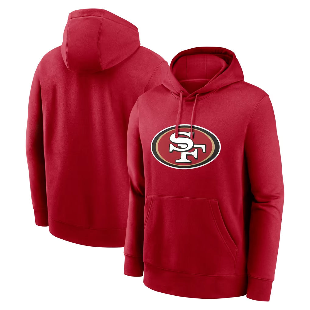 CAdoa SF.49ers Red LOGO Pullover Hoodies Home Game Blank Player Stitched Jerseys