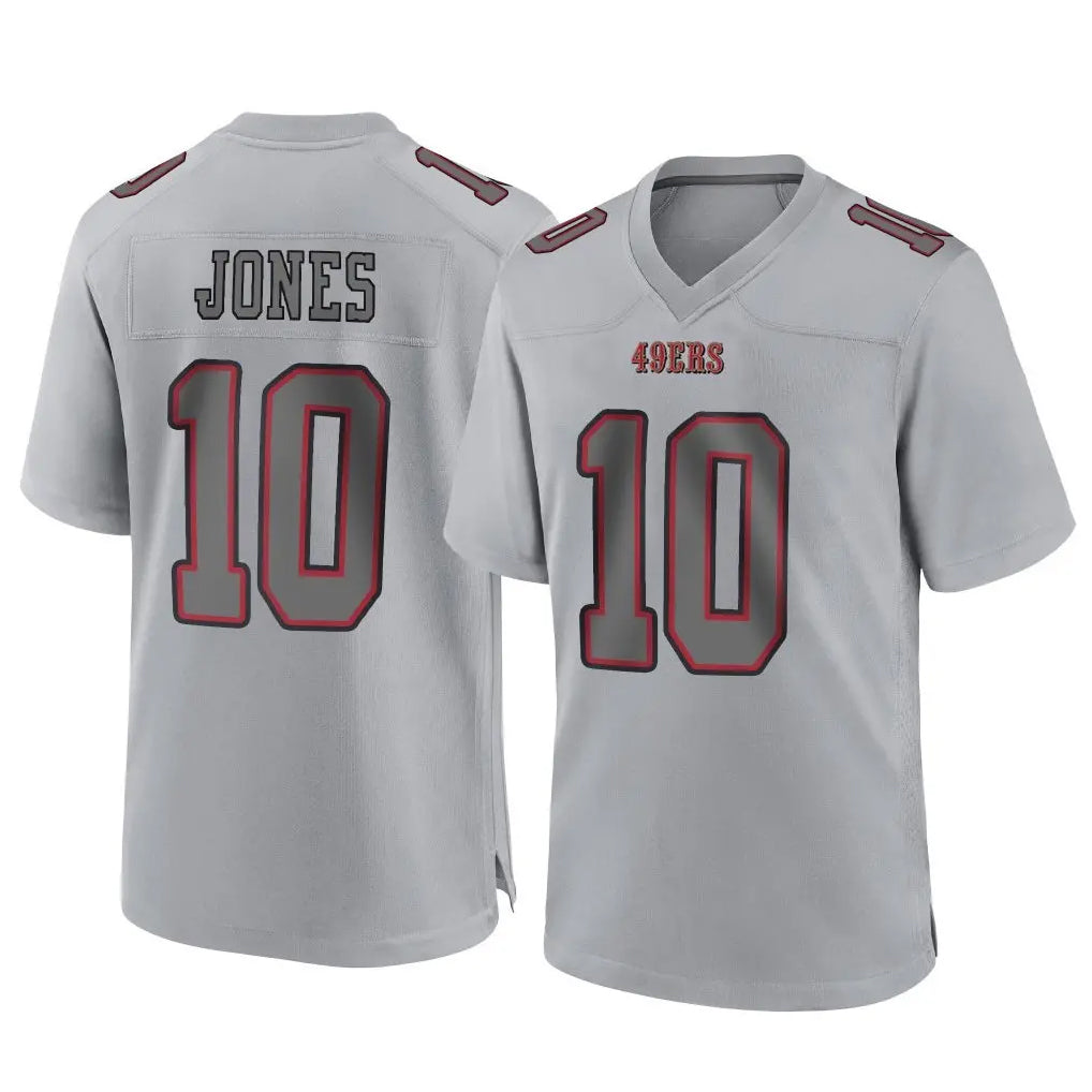 CAdoa SF.49ers #10 Mac Jones Player Gray Atmosphere Fashion Home Game Stitched Jerseys