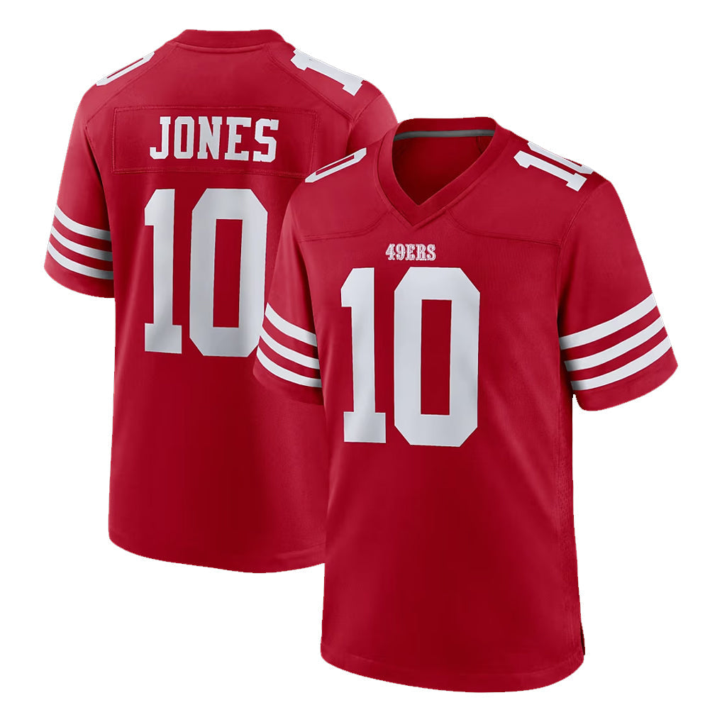 CAdoa SF.49ers #10 Mac Jones Player Red Game Home Stitched Jerseys