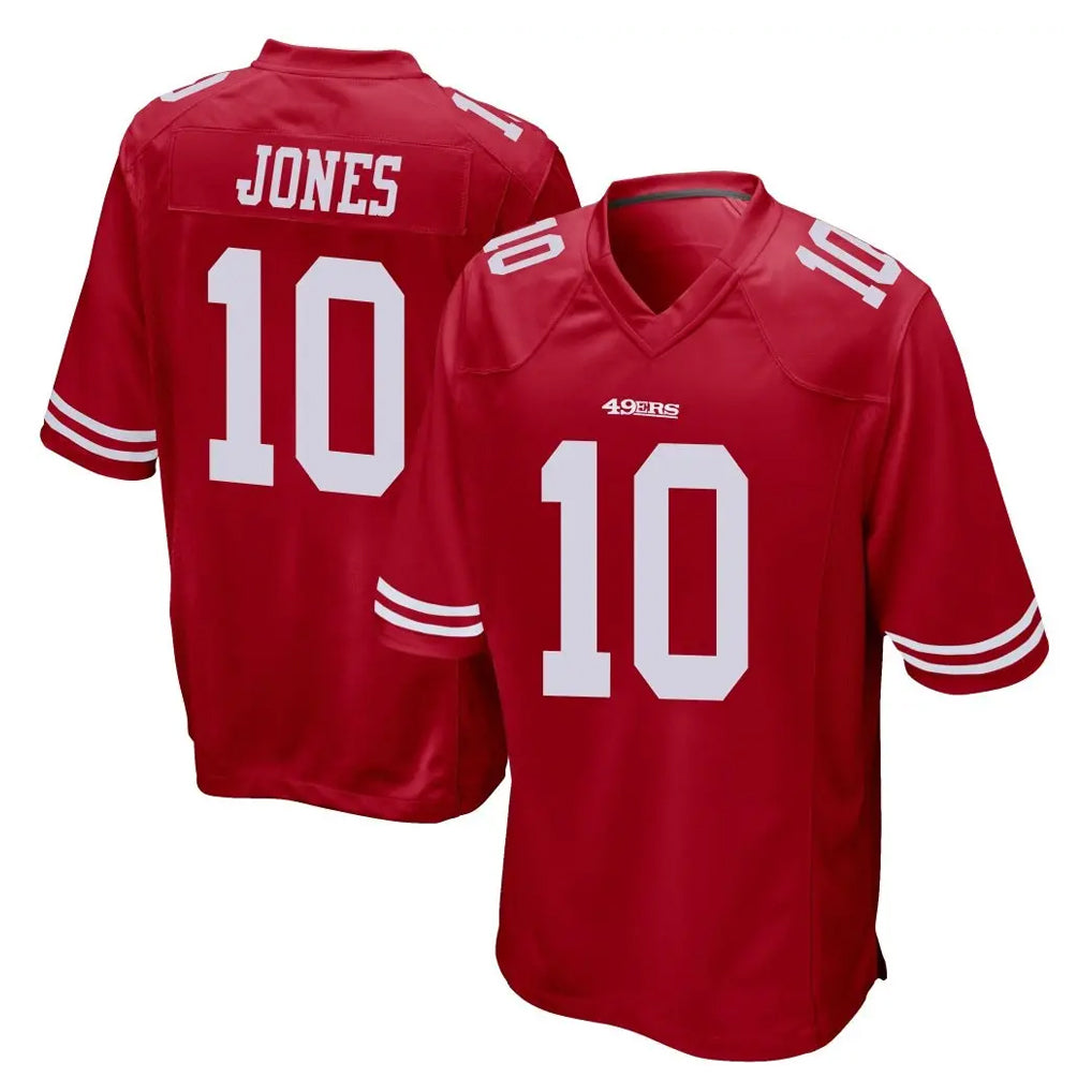 CAdoa SF.49ers #10 Mac Jones Player Red Home Game Stitched Jerseys