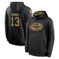 CAdoa SF.49ers #13 Brock Purdy Player Black Salute to Service Sideline Performance Pullover Hoodies Home Game Stitched Jerseys