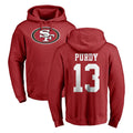 CAdoa SF.49ers #13 Brock Purdy Player Red LOGO Pullover Hoodies Home Game Stitched Jerseys