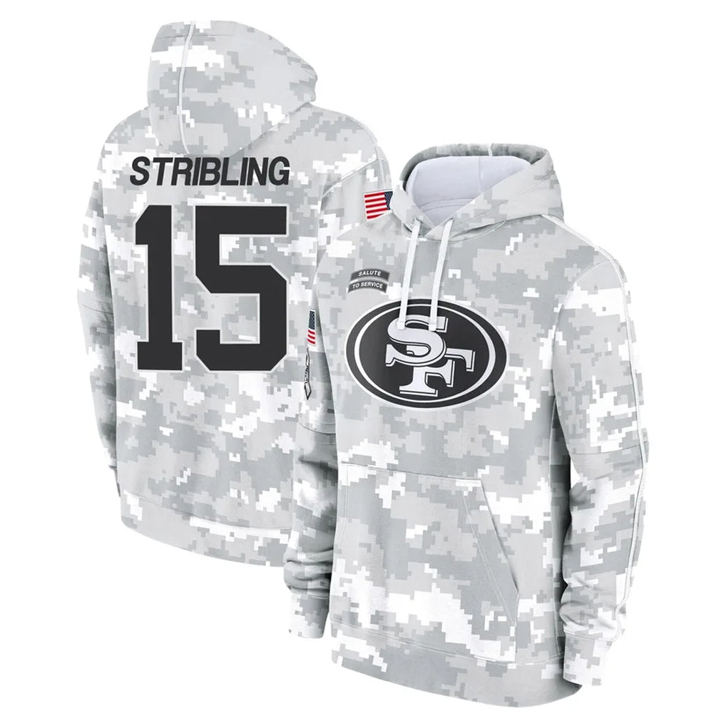 CAdoa SF.49ers #15 De'Zhaun Stribling Player Arctic Camo Limited Salute to Service Pullover Hoodies Game Stitched Jerseys