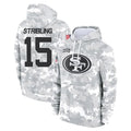 CAdoa SF.49ers #15 De'Zhaun Stribling Player Arctic Camo Limited Salute to Service Pullover Hoodies Game Stitched Jerseys