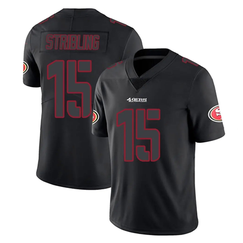 CAdoa SF.49ers #15 De'Zhaun Stribling Player Black Impact Limited Home Game Stitched Jerseys