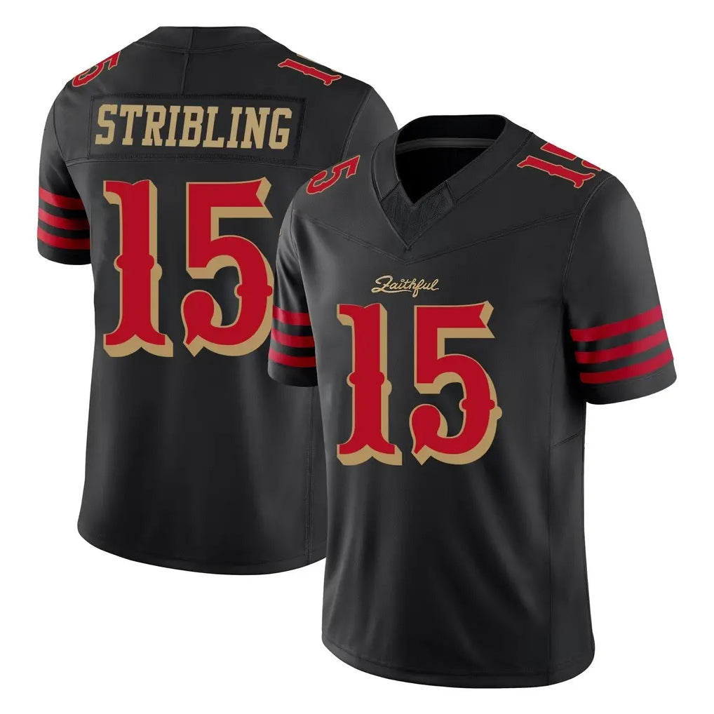 CAdoa SF.49ers #15 De'Zhaun Stribling Player Black Limited Rivalries Collection Home Game Stitched Jerseys