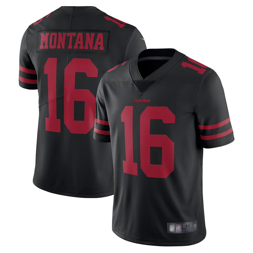 CAdoa SF.49ers #16 Joe Montana Player Black Vapor Untouchable Limited Throwback Stitched Jerseys