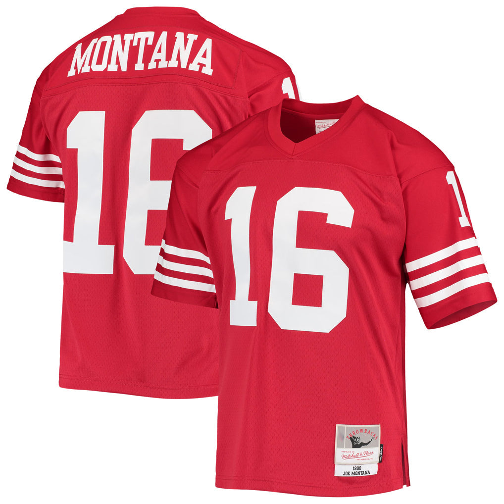 CAdoa SF.49ers #16 Joe Montana Player Mitchell & Ness Legacy Replica Scarlet Stitched Jerseys