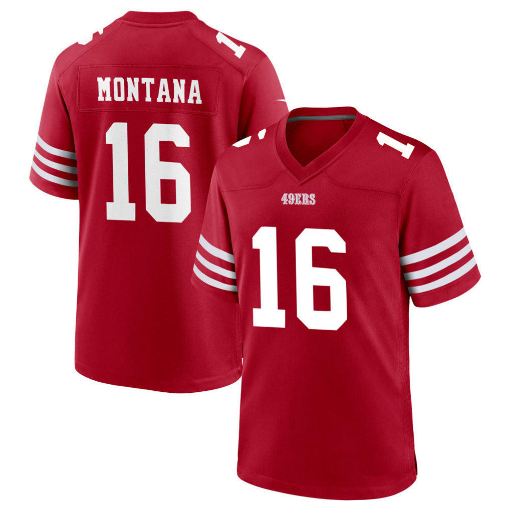 CAdoa SF.49ers #16 Joe Montana Player Scarlet Home Game Stitched Jerseys