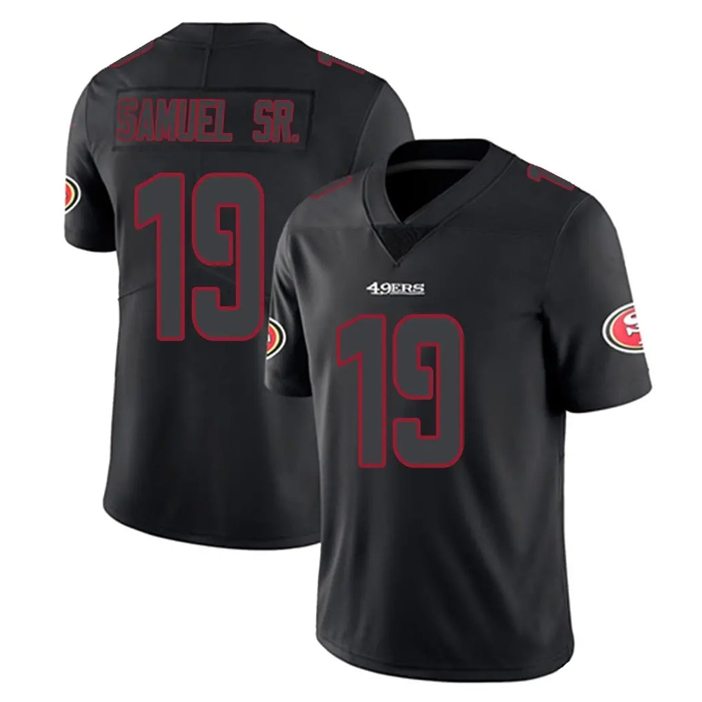 CAdoa SF.49ers #19 Deebo Samuel Sr. Player Black Impact Limited Home Game Stitched Jerseys