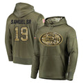 CAdoa SF.49ers #19 Deebo Samuel Sr. Player Olive Salute to Service Pullover Hoodie Home Game Stitched Jerseys