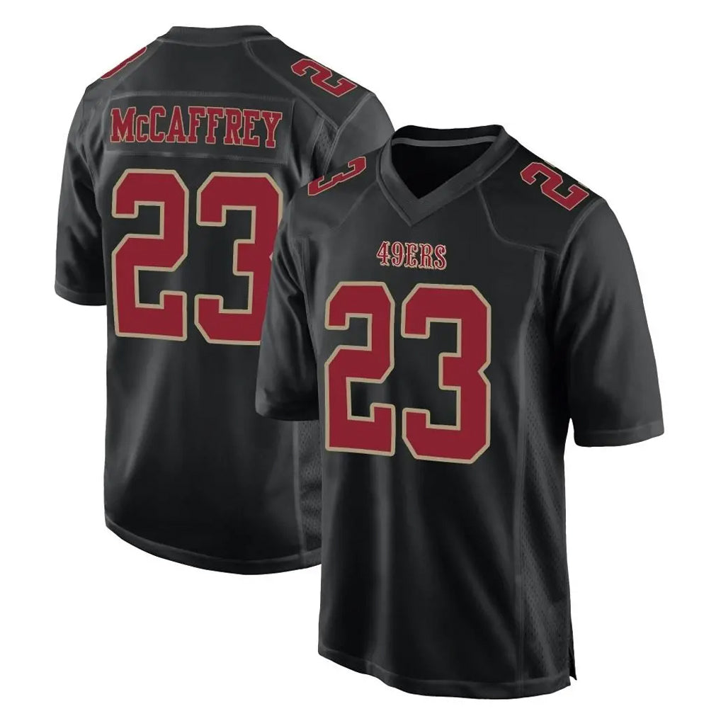 CAdoa SF.49ers #23 Christian McCaffrey Player Black Fashion Home Game Stitched Jerseys