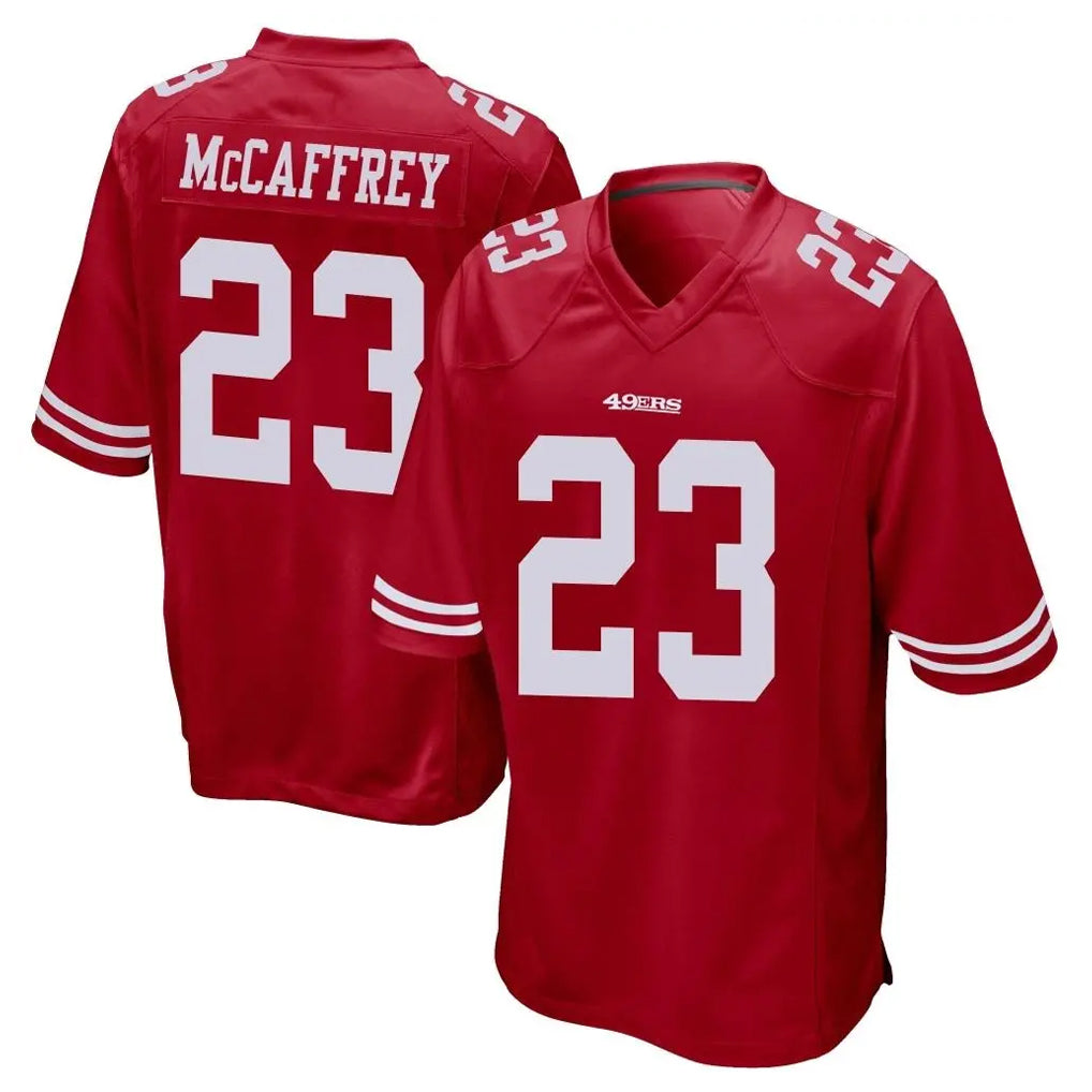 CAdoa SF.49ers #23 Christian McCaffrey Player Red Home Game Stitched Jerseys