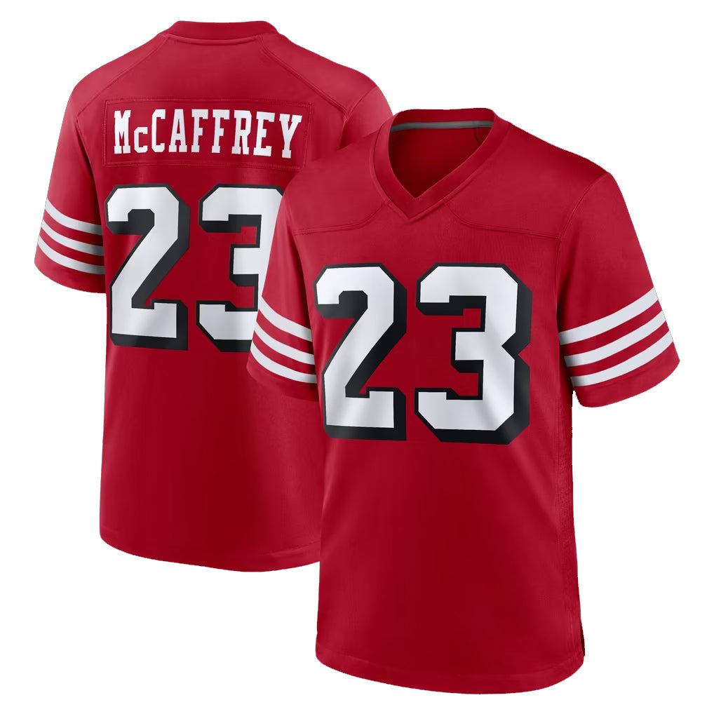 CAdoa SF.49ers #23 Christian McCaffrey Player Red Limited Alternate Home Game Stitched Jerseys
