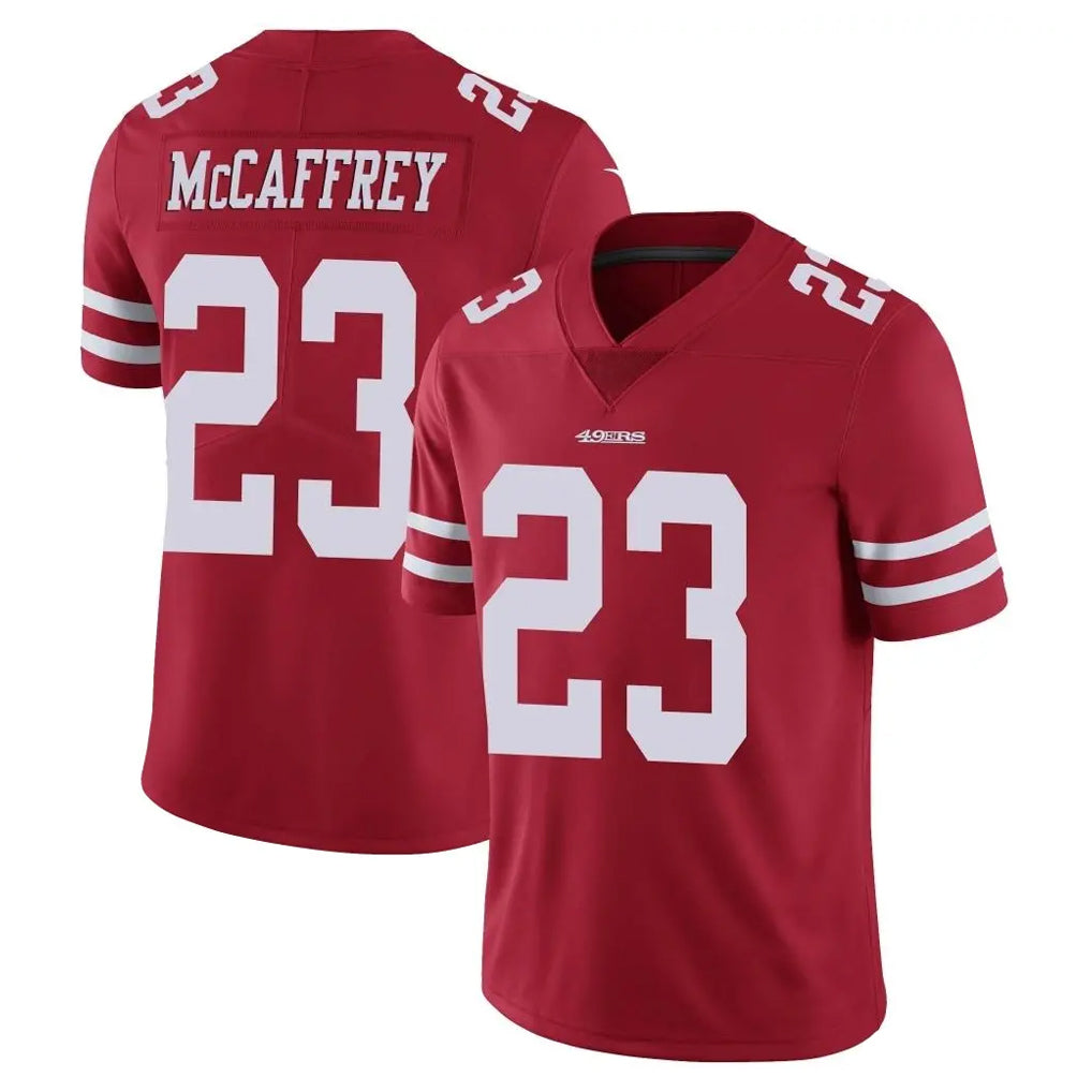 CAdoa SF.49ers #23 Christian McCaffrey Player Red Limited Vapor Untouchable Home Game Stitched Jerseys