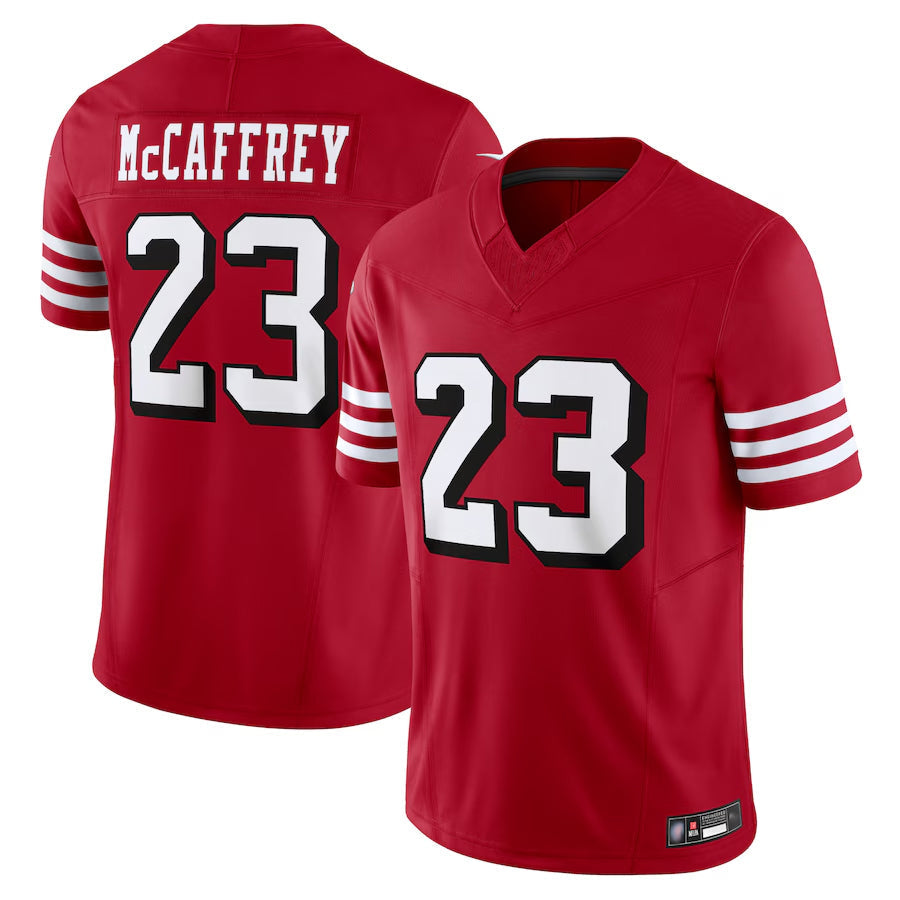 CAdoa SF.49ers #23 Christian McCaffrey Player Scarlet Vapor F.U.S.E. Limited Stitched Jerseys