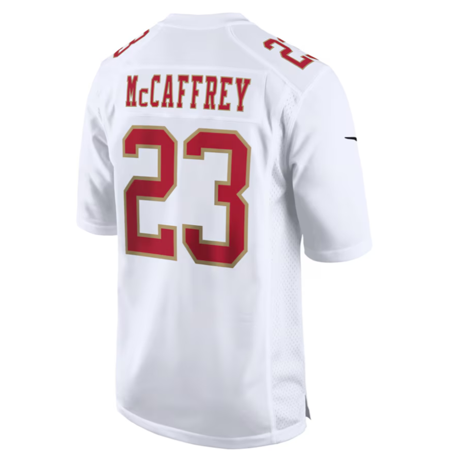 CAdoa SF.49ers #23 Christian McCaffrey Player Tundra White Fashion Game Stitched Jersey