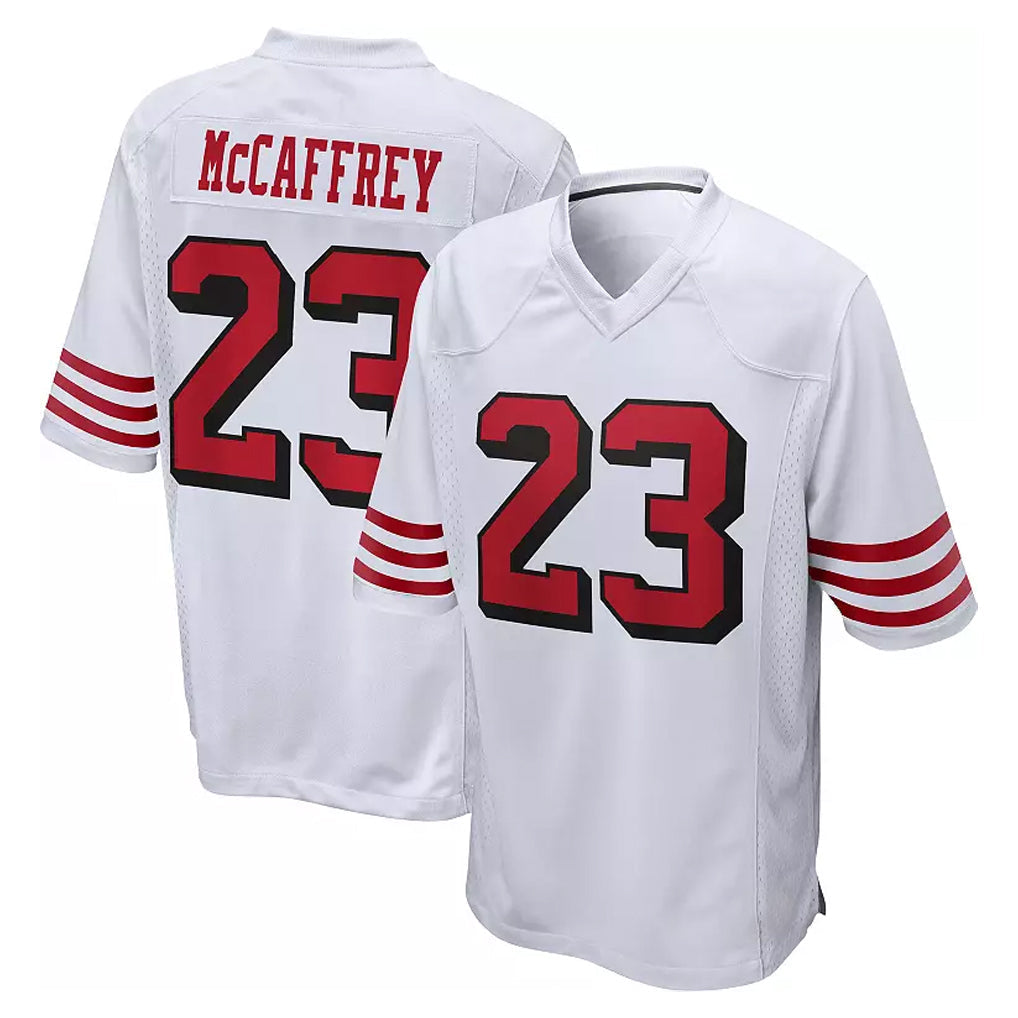 CAdoa SF.49ers #23 Christian McCaffrey Player White Limited Home Game Stitched Jerseys