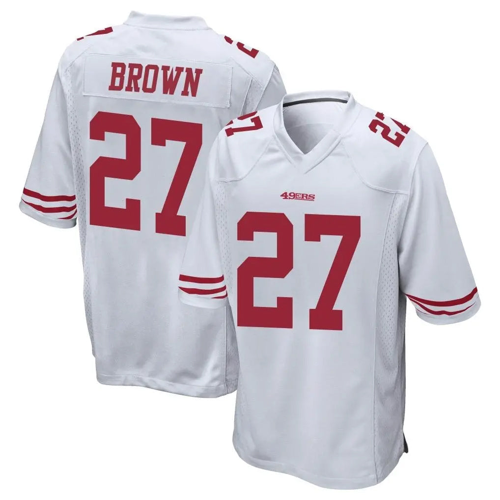 CAdoa SF.49ers #27 Ji'Ayir Brown Player White Home Game Stitched Jerseys