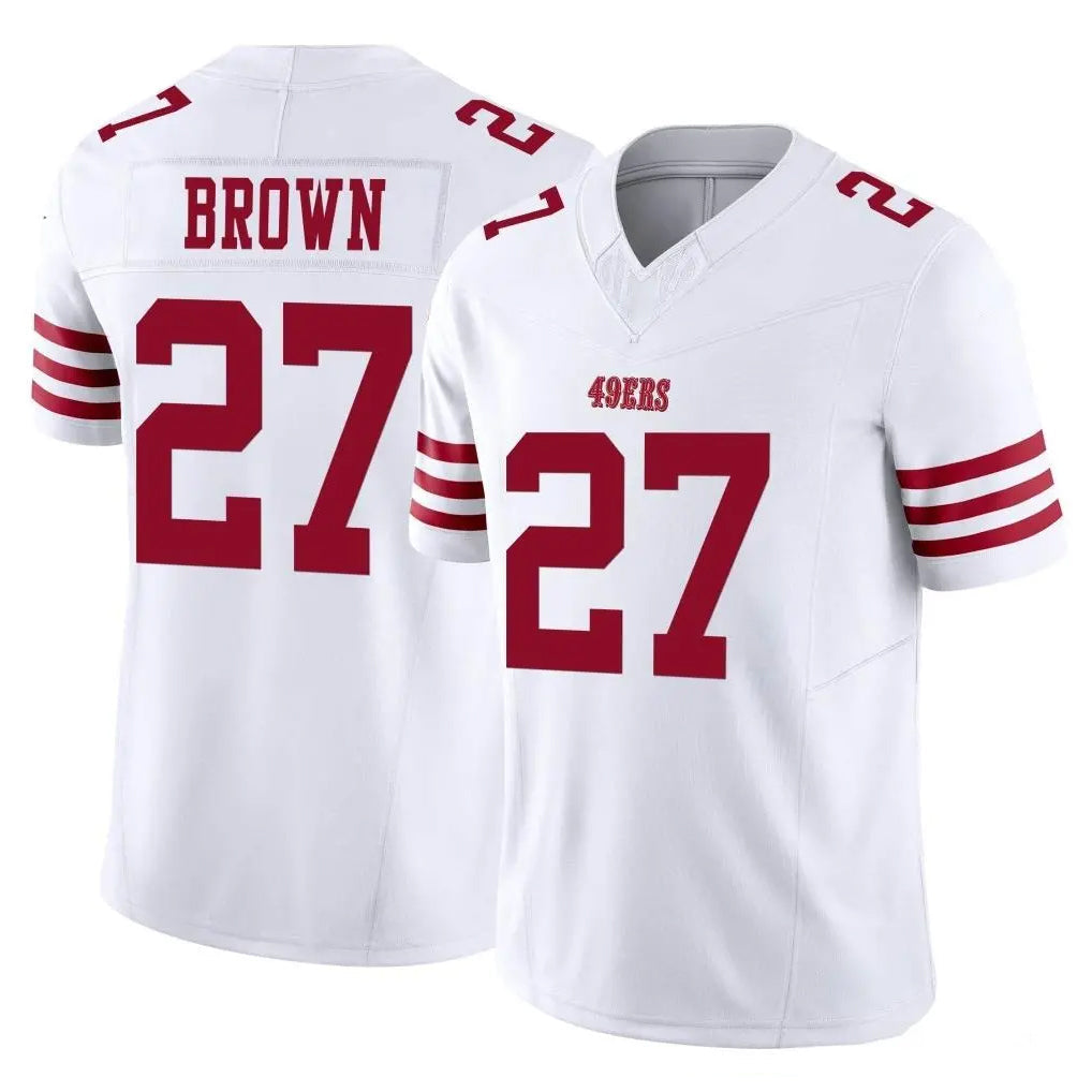 CAdoa SF.49ers #27 Ji'Ayir Brown Player White Limited Vapor F.U.S.E. Home Game Stitched Jerseys