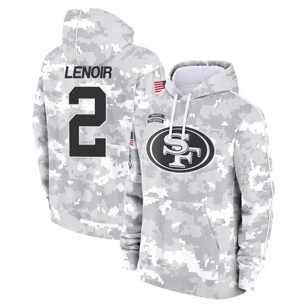 CAdoa SF.49ers #2 Deommodore Lenoir Player Arctic Camo Limited Salute to Service Pullover Hoodies Game Stitched Jerseys