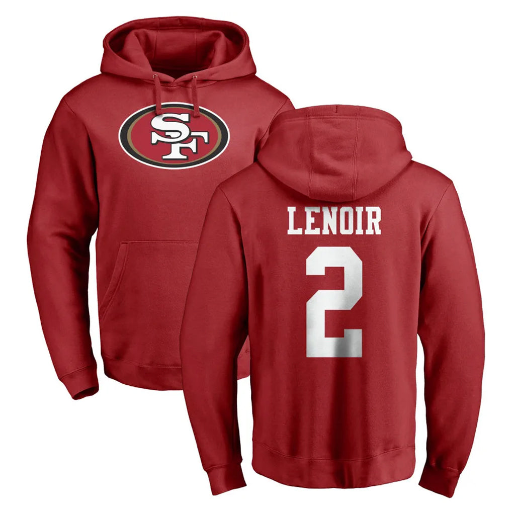 CAdoa SF.49ers #2 Deommodore Lenoir Player Red LOGO Pullover Hoodies Home Game Stitched Jerseys