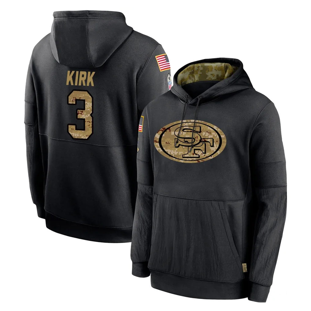 CAdoa SF.49ers #3 Christian Kirk Player Black Salute to Service Sideline Performance Pullover Hoodies Home Game Stitched Jerseys