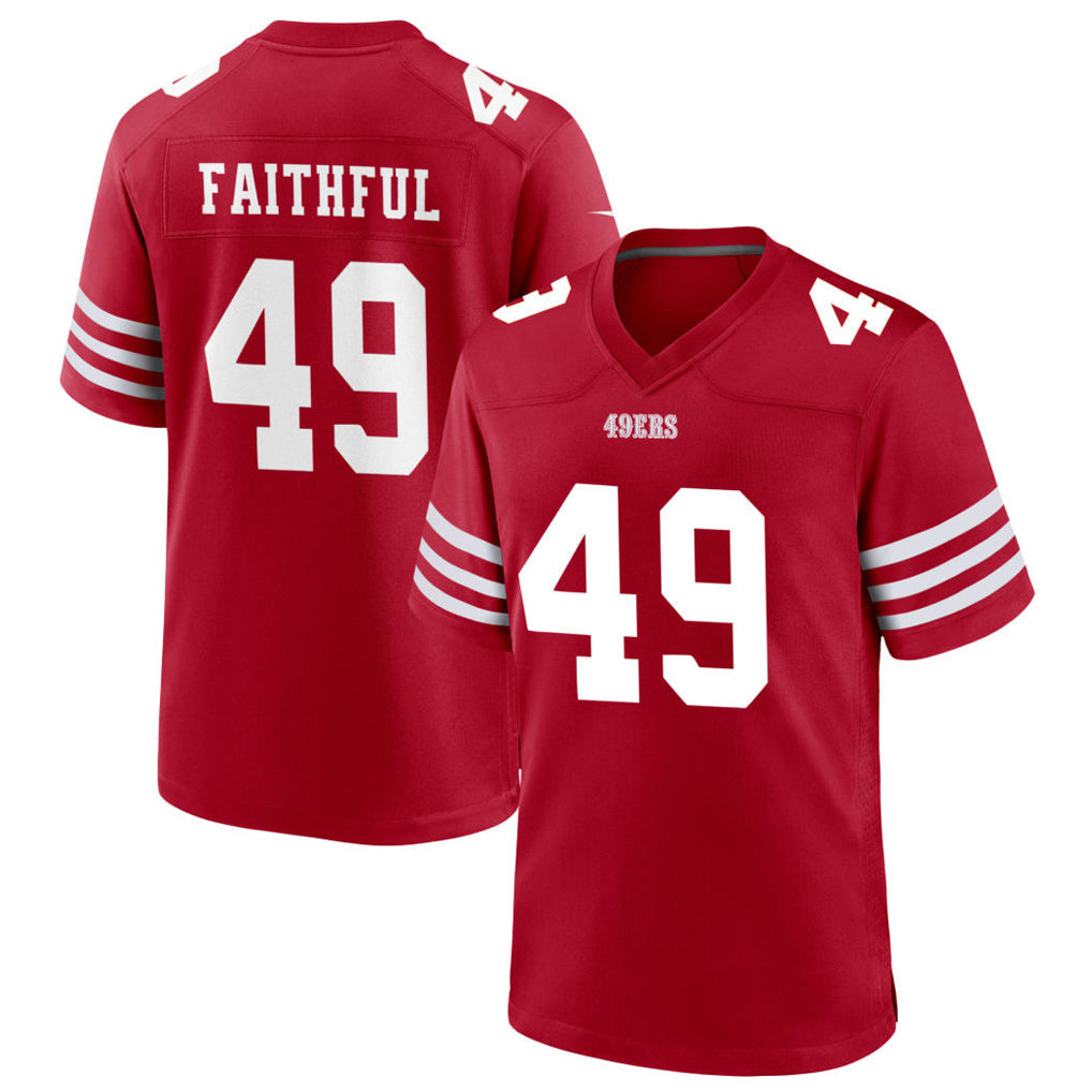 CAdoa SF.49ers #49 The Faithful Player Scarlet Home Game Football Jerseys