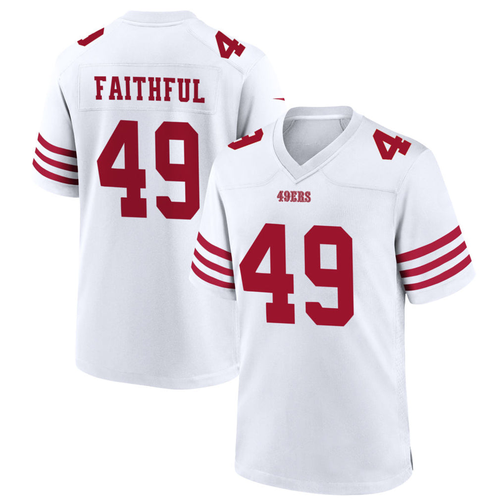 CAdoa SF.49ers #49 The Faithful Player White Home Game Football Jerseys