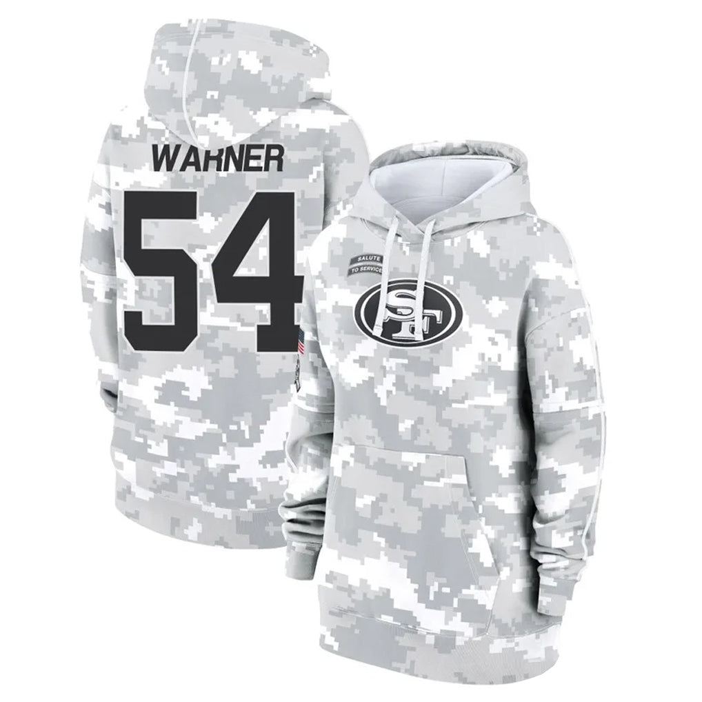 CAdoa SF.49ers #54 Fred Warner Player Arctic Camo Salute to Service Hoodies Stitched Jerseys