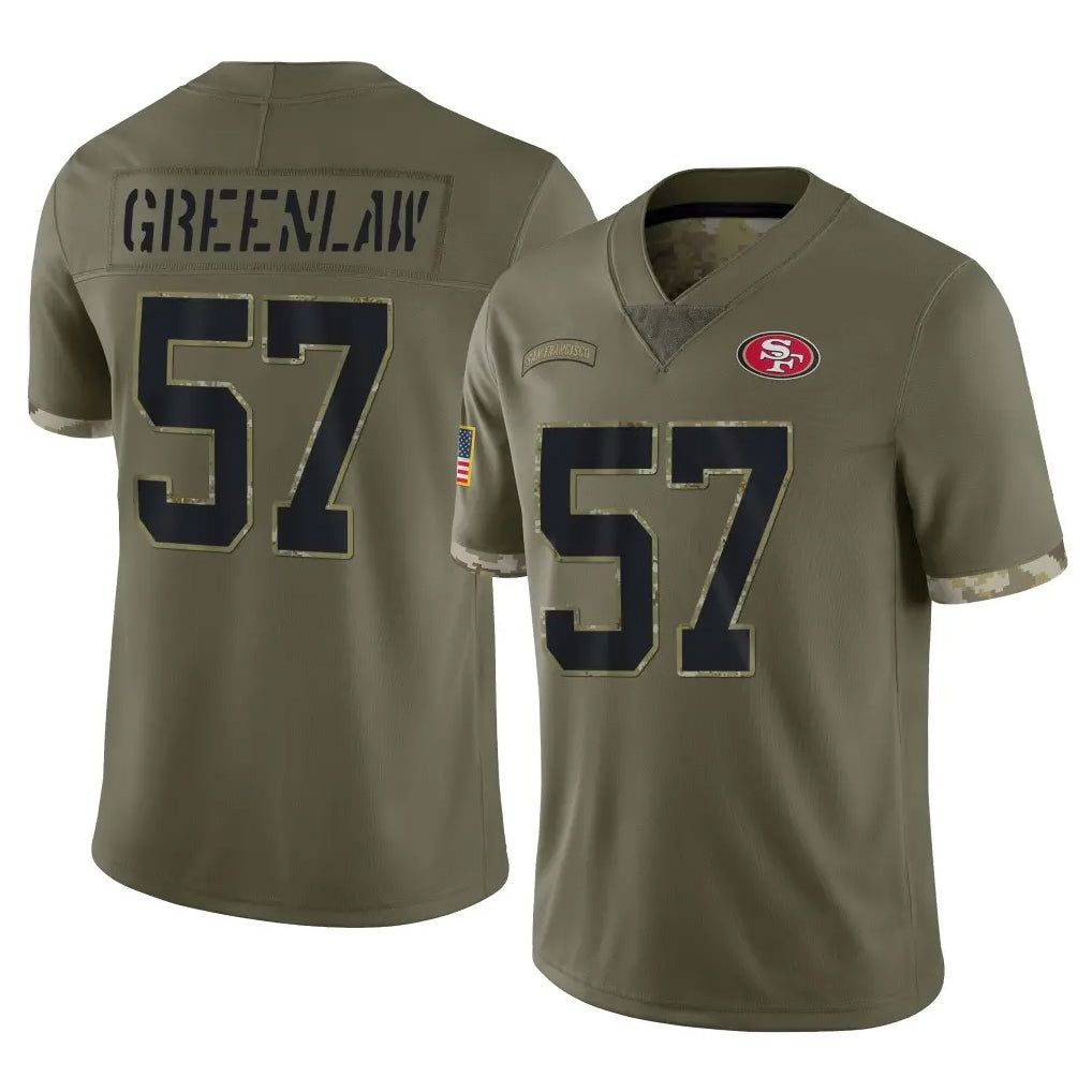 CAdoa SF.49ers #57 Dre Greenlaw Player Olive Limited Salute To Service Home Game Stitched Jerseys