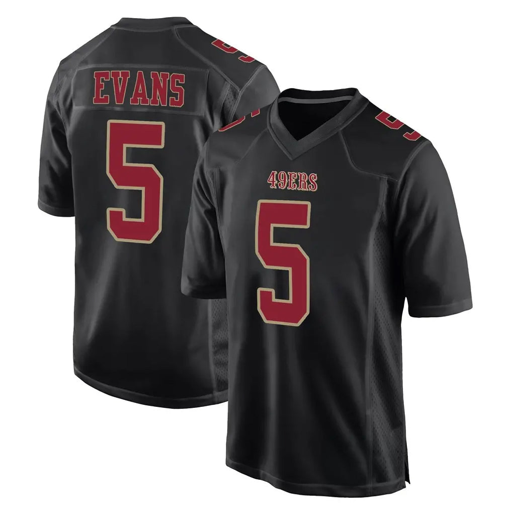 CAdoa SF.49ers #5 Mike Evans Player Black Fashion Home Game Stitched Jerseys
