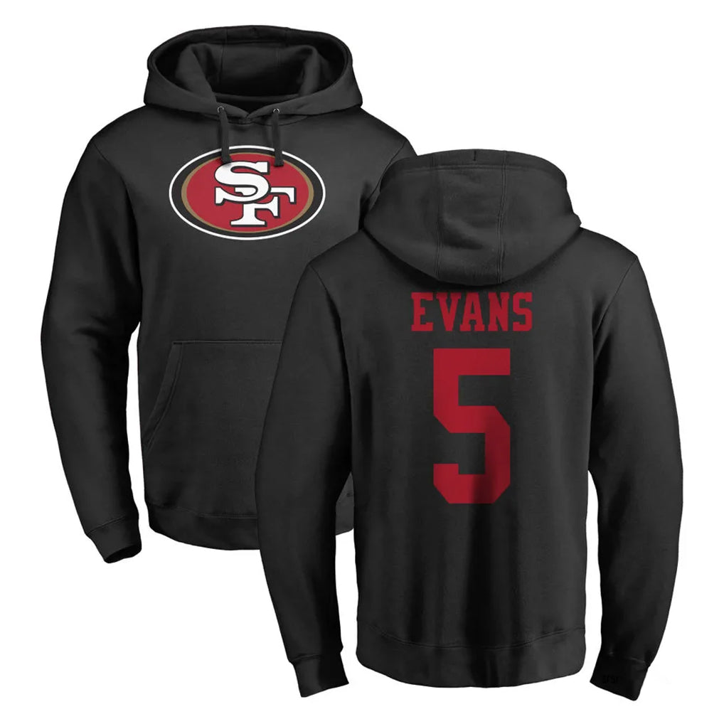 CAdoa SF.49ers #5 Mike Evans Player Black LOGO Pullover Hoodies Home Game Stitched Jerseys