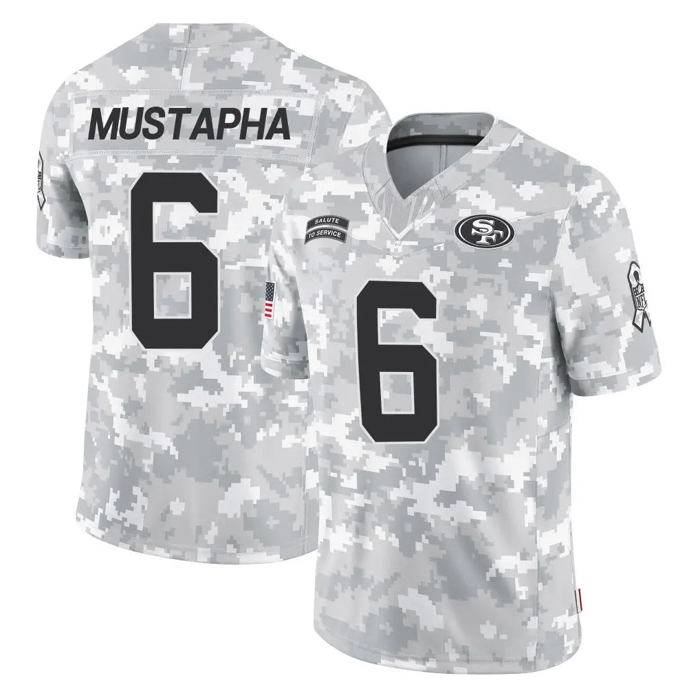 CAdoa SF.49ers #6 Malik Mustapha Player Arctic Camo Limited Salute To Service Home Game Stitched Jerseys