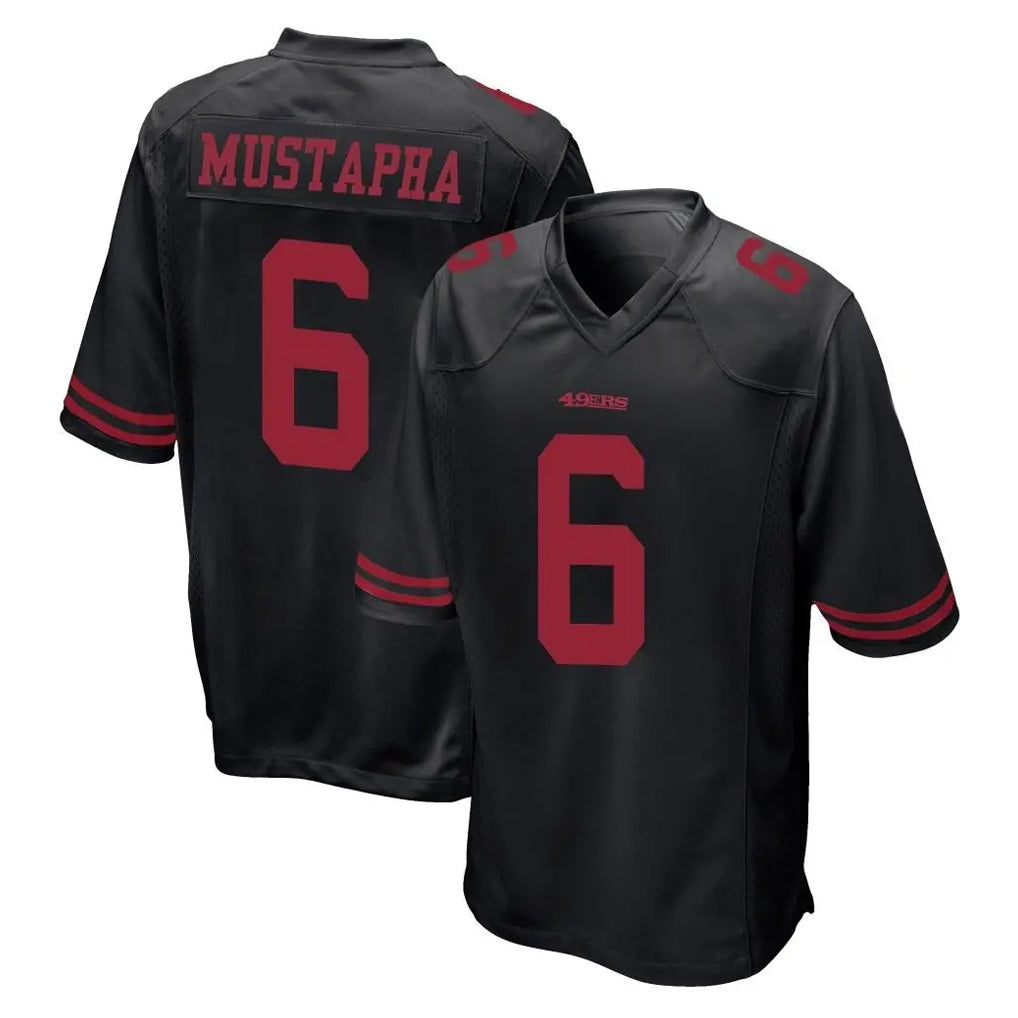 CAdoa SF.49ers #6 Malik Mustapha Player Black Alternate Home Game Stitched Jerseys