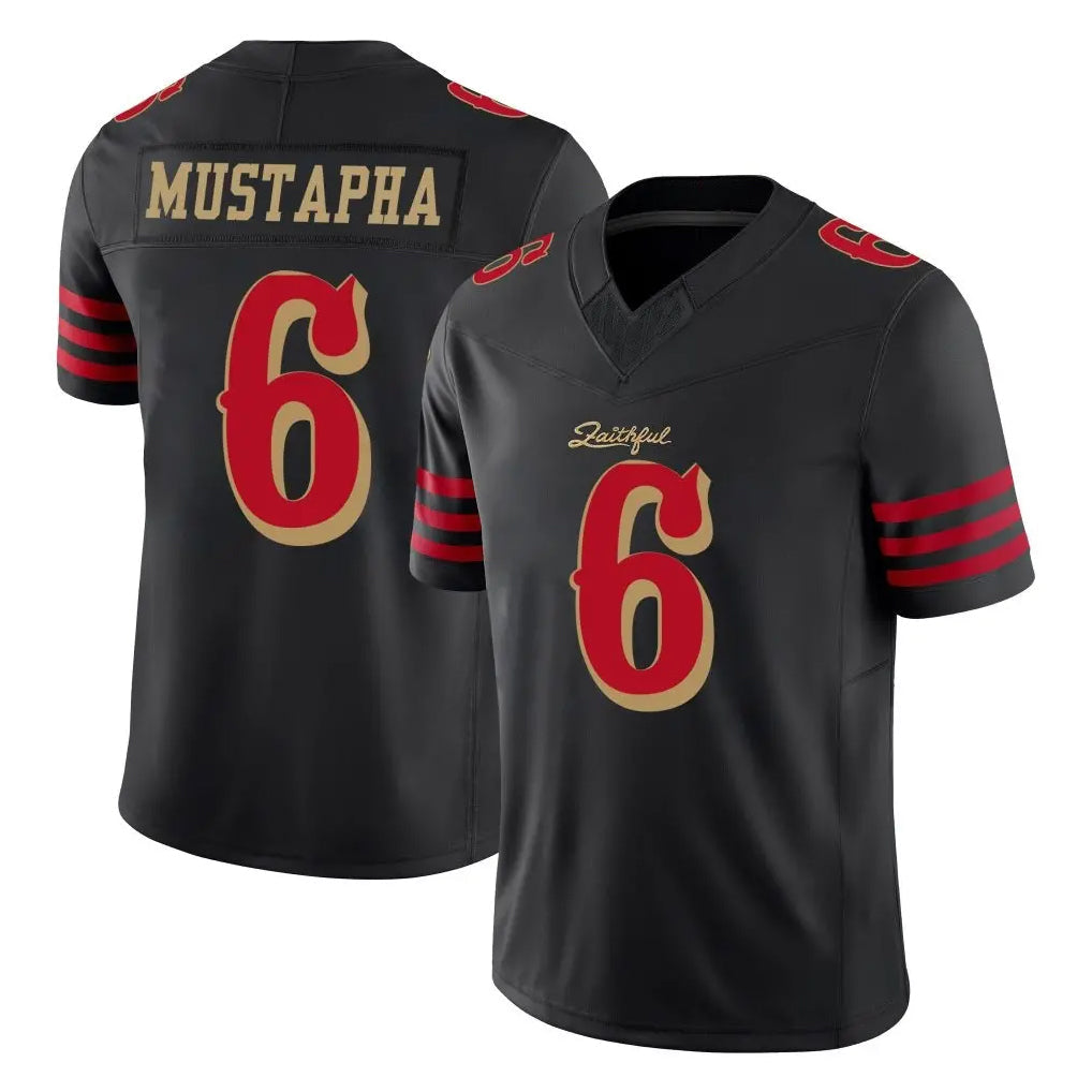 CAdoa SF.49ers #6 Malik Mustapha Player Black Limited Rivalries Collection Home Game Stitched Jerseys