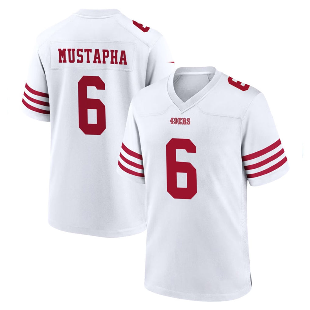 CAdoa SF.49ers #6 Malik Mustapha Player White Game Home Stitched Jerseys