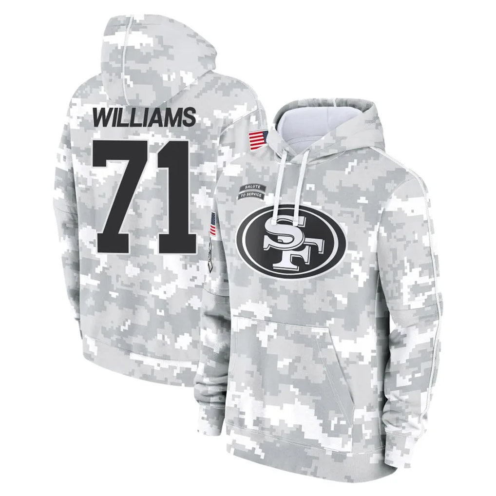 CAdoa SF.49ers #71 Trent Williams Player Arctic Camo Limited Salute to Service Pullover Hoodies Game Stitched Jerseys