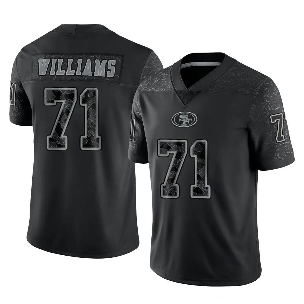 CAdoa SF.49ers #71 Trent Williams Player Black Limited Reflective Home Game Stitched Jerseys