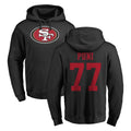 CAdoa SF.49ers #77 Dominick Puni Player Black LOGO Pullover Hoodies Home Game Stitched Jerseys