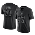 CAdoa SF.49ers #77 Dominick Puni Player Black Limited Reflective Home Game Stitched Jerseys