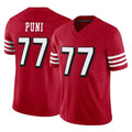 CAdoa SF.49ers #77 Dominick Puni Player Red Limited Alternate Vapor F.U.S.E. Home Game Stitched Jerseys