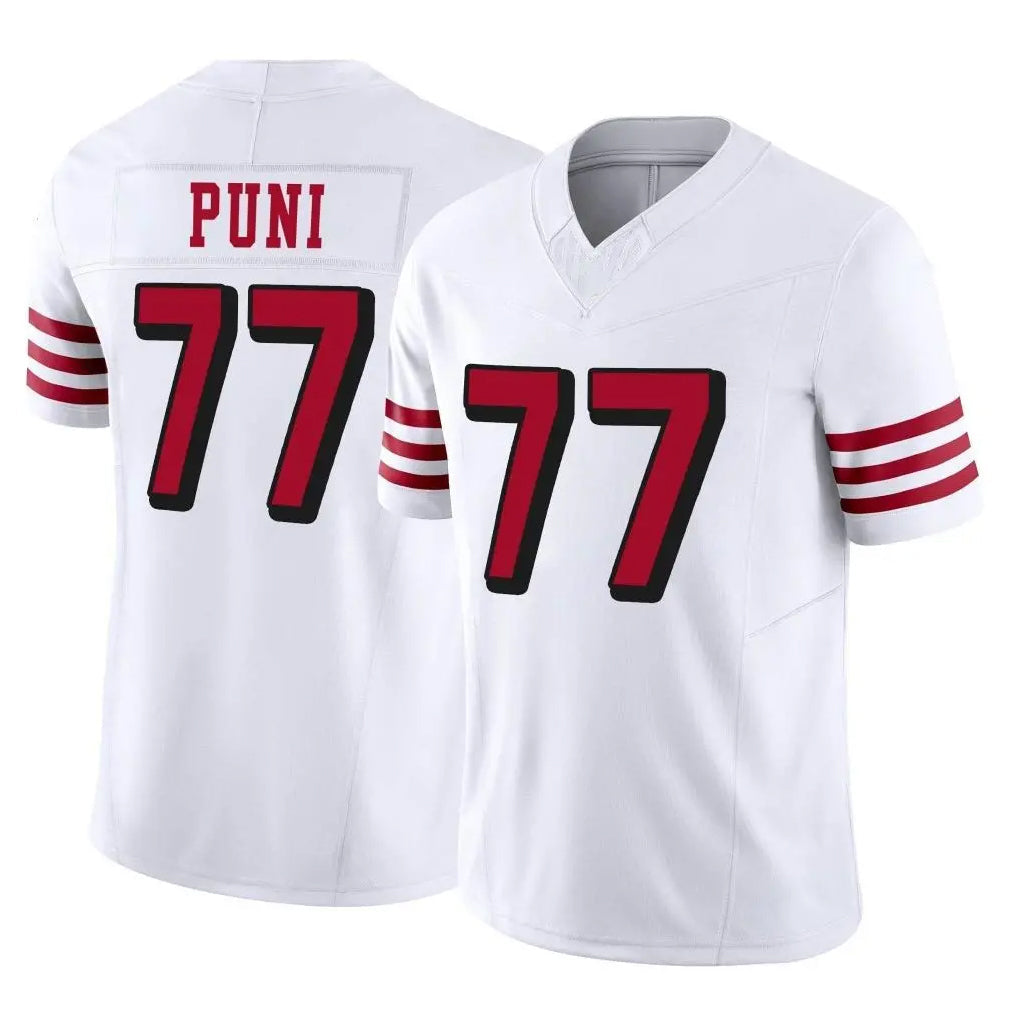 CAdoa SF.49ers #77 Dominick Puni Player White Limited Alternate Vapor F.U.S.E. Home Game Stitched Jerseys