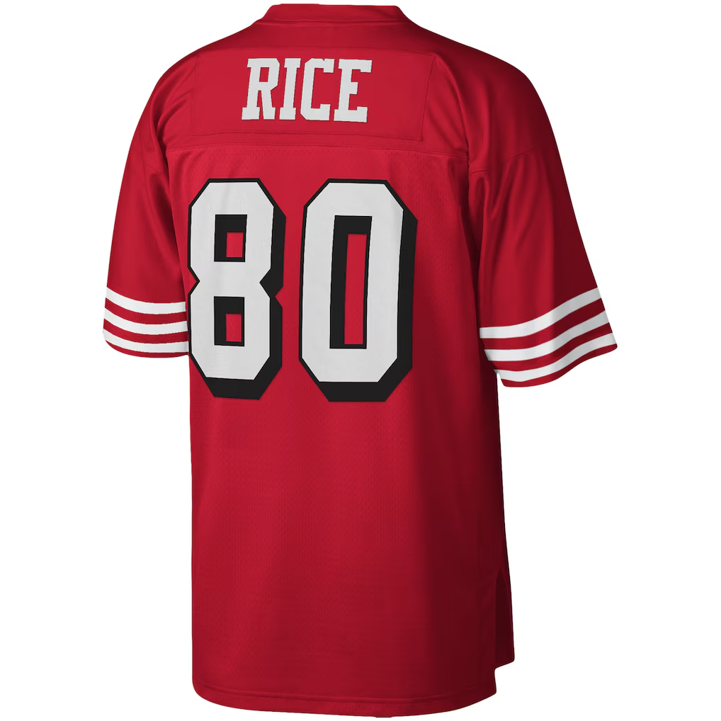 CAdoa SF.49ers #80 Jerry Rice Mitchell & Ness Scarlet Legacy Replica Jersey Stitched Puhic