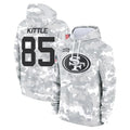 CAdoa SF.49ers #85 George Kittle Player Arctic Camo Salute to Service Hoodies Stitched Jerseys