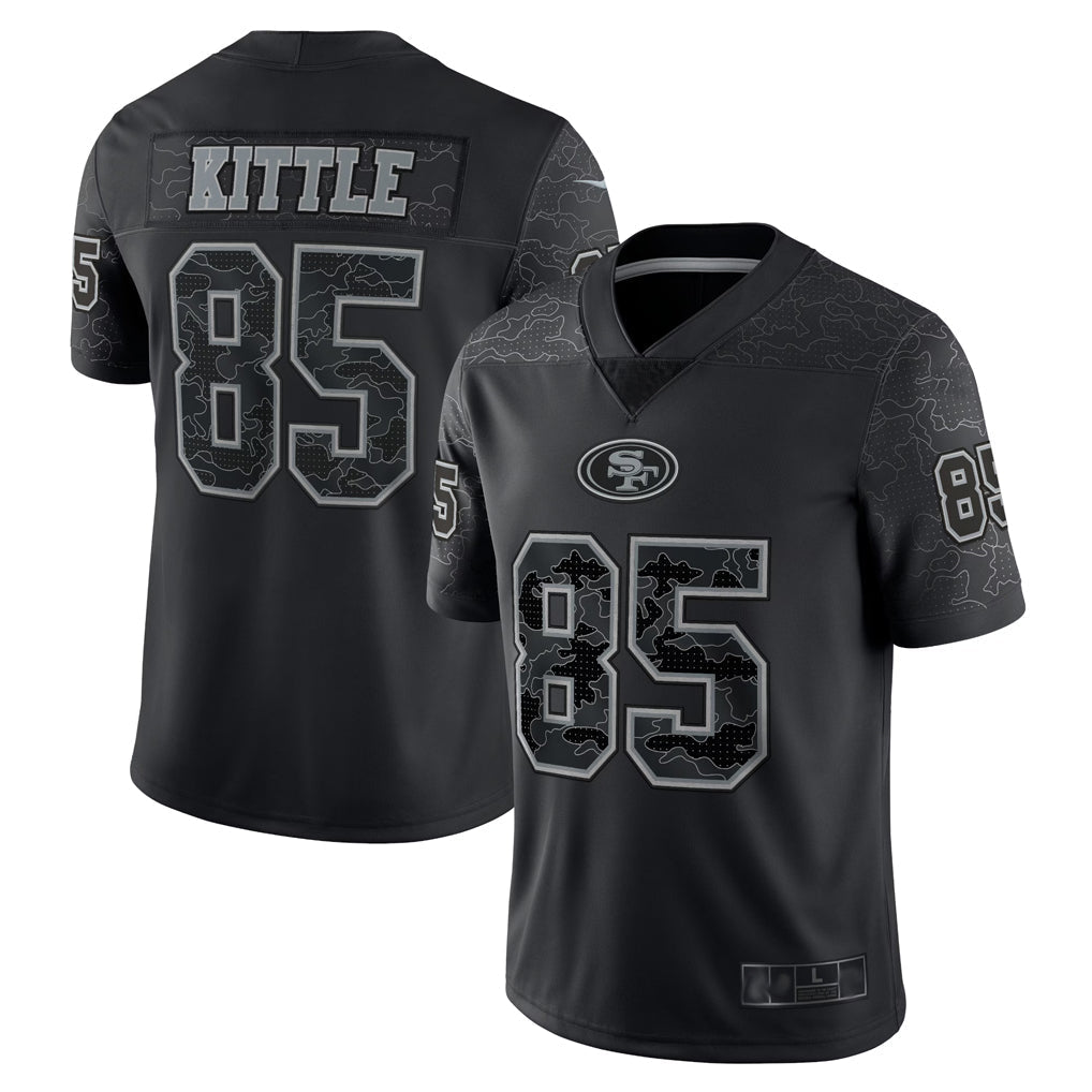 CAdoa SF.49ers #85 George Kittle Player Black RFLCTV Limited Stitched Jerseys