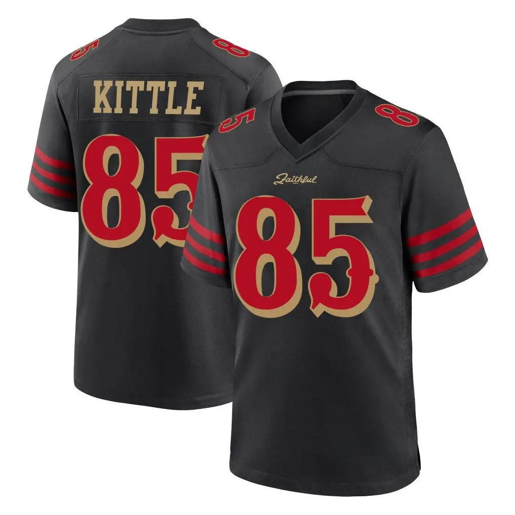CAdoa SF.49ers #85 George Kittle Player Black Rivalries Collection Home Game Stitched Jerseys