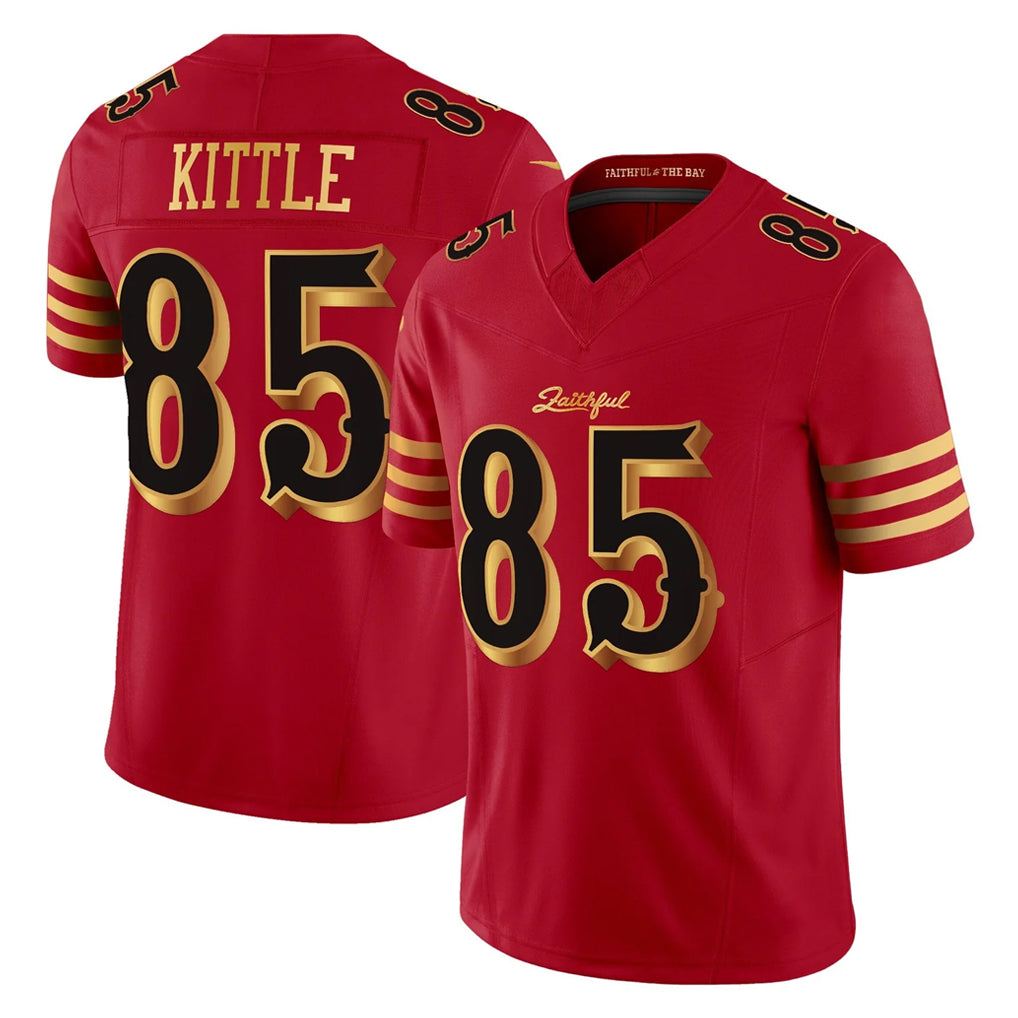 CAdoa SF.49ers #85 George Kittle Player Red Rivalries Vapor Limited Home Game Stitched Jerseys